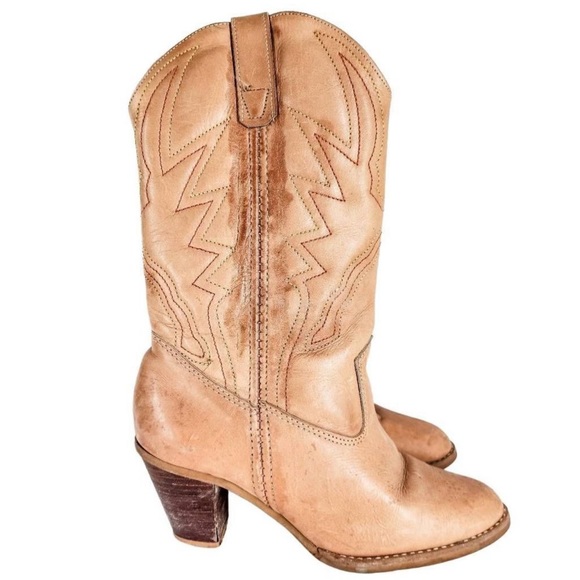 No Brand Shoes Vintage Womens Western Leather Boots Tan 75 Poshmark